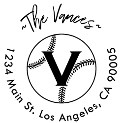 Baseball Outline Letter V Monogram Stamp Sample